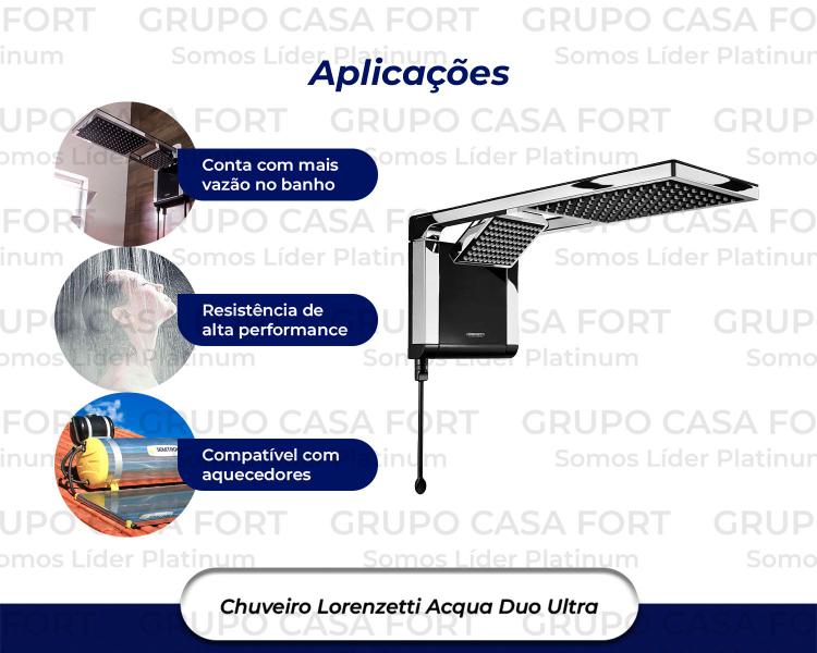 Imagem de Chuveiro Elétrico De Parede Lorenzetti Acqua Ultra Duo Preto-cromado 5500w 127v