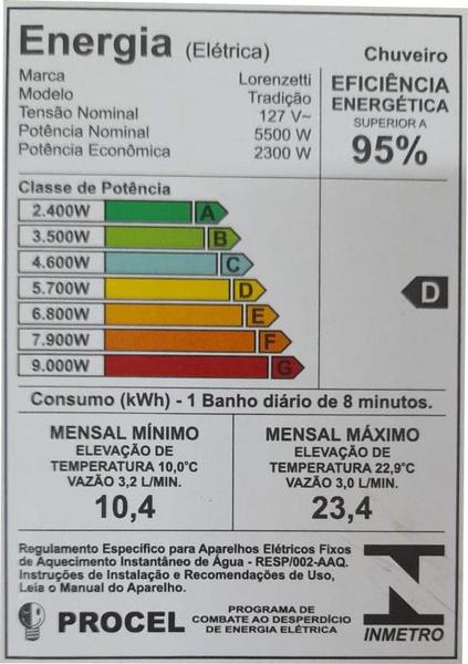 Imagem de Chuveiro elétrico multitemperatura Tradição 5500W 127V - Lorenzetti