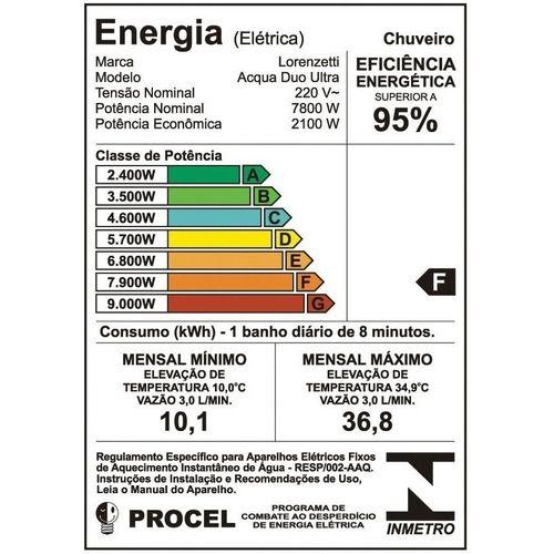 Imagem de Chuveiro Eletrônico Acqua Storm Ultra 220V 7800W Lorenzetti Branco