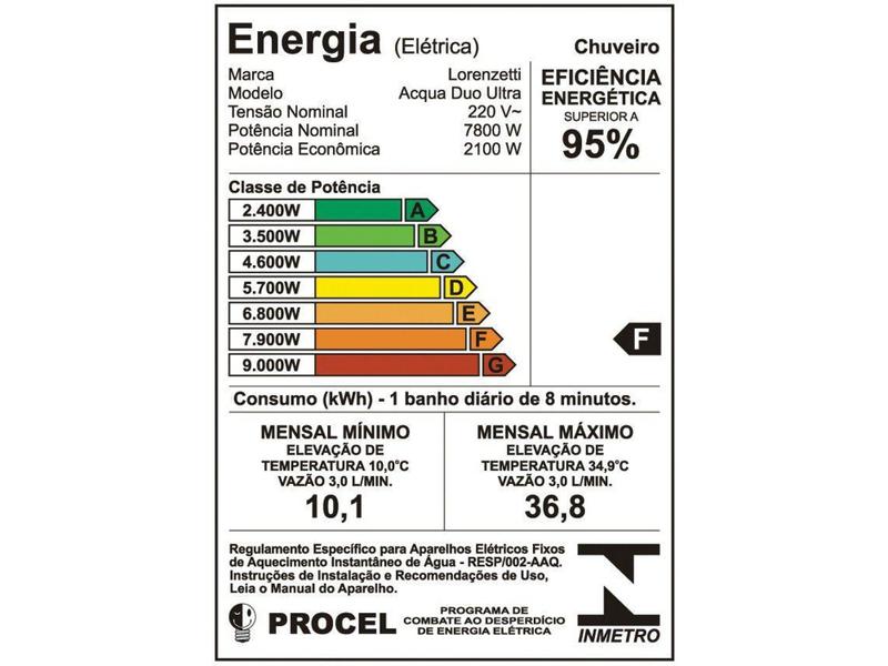 Imagem de Chuveiro Eletrônico Lorenzetti Aqua Duo Ultra - 7800W Preto e Cromado Temperatura Gradual