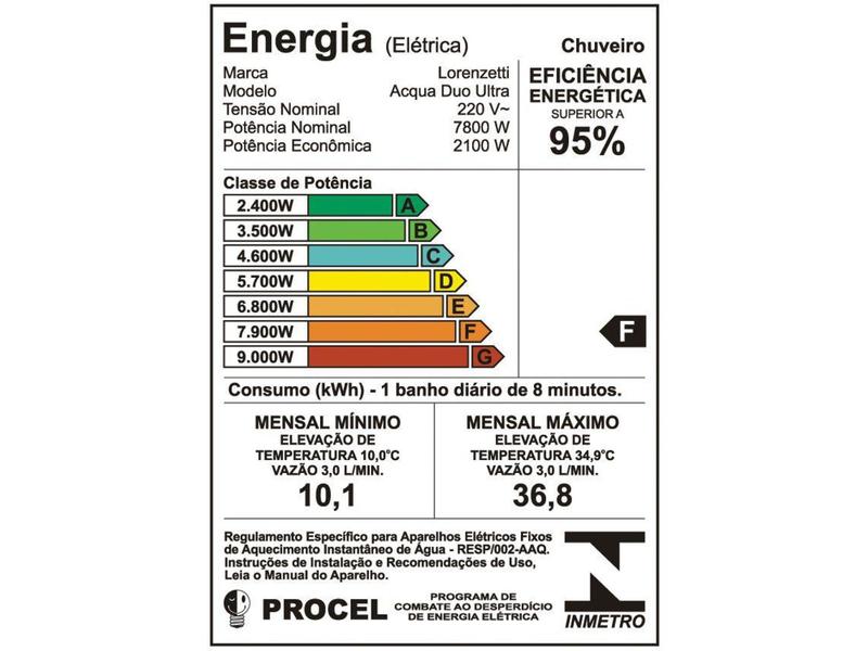 Imagem de Chuveiro Eletrônico Lorenzetti Ultra Aqua Duo - 7800W Branco Temperatura Gradual