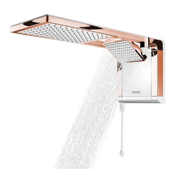 Chuveiro Gourmet Quadrado de Luxo Branco Rosa Acqua Duo Ultra 220v 7800w - Lorenzetti Imagem de Chuveiro Gourmet Quadrado de Luxo Branco Rosa Acqua Duo Ultra 220v 7800w
