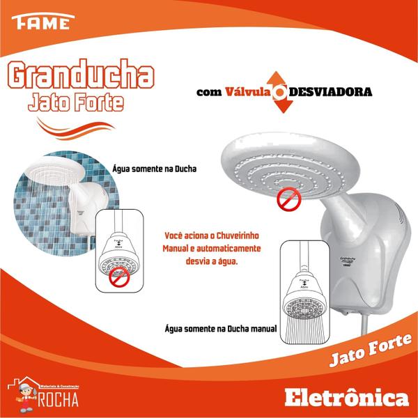 Imagem de Chuveiro GranDucha Eletrônica Jato Forte Pressurizador Fame