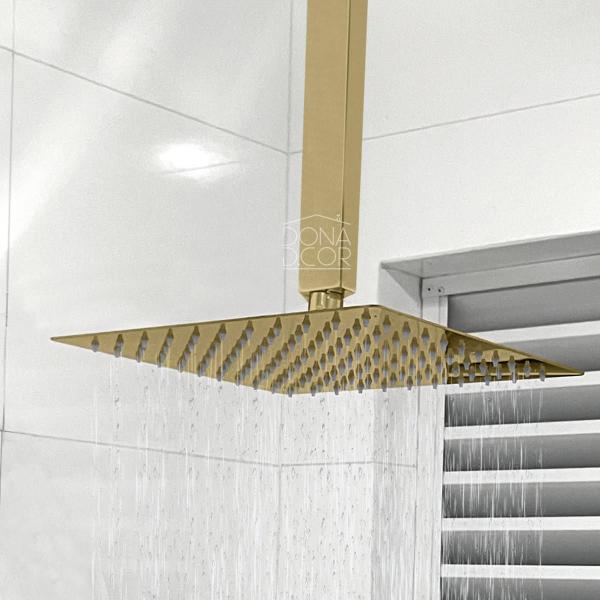 Imagem de Chuveiro Inox 30X30 Dourado De Teto Banheiro Ducha Gold Ouro