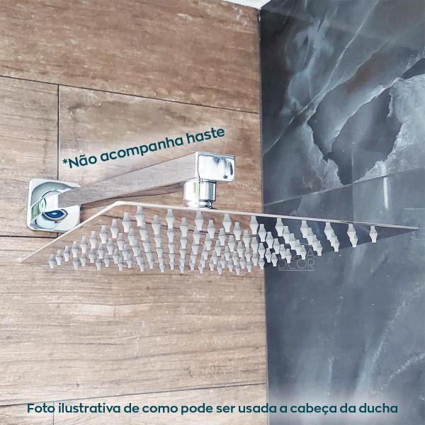 Imagem de Chuveiro Inox Quadrado 30X30 Ducha A Gas Simples Cabeça 30Cm