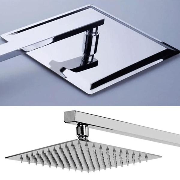 Imagem de Chuveiro Inox Quadrado Ducha Slim Suporte 20 Cm Banheiro