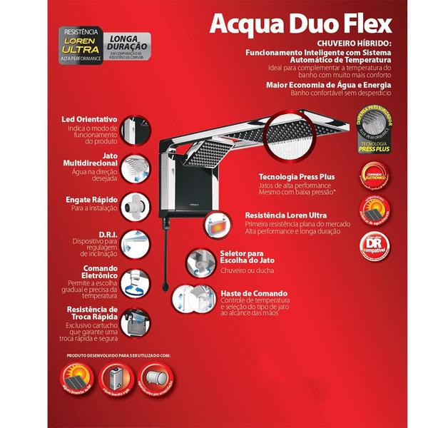 Chuveiro Lorenzetti Acqua Duo Flex Preto/Cromado Imagem de Chuveiro Lorenzetti Acqua Duo Flex Preto/Cromado