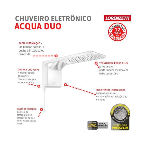 Imagem de Chuveiro Lorenzetti Acqua Duo Ultra Branco 127V/5500W