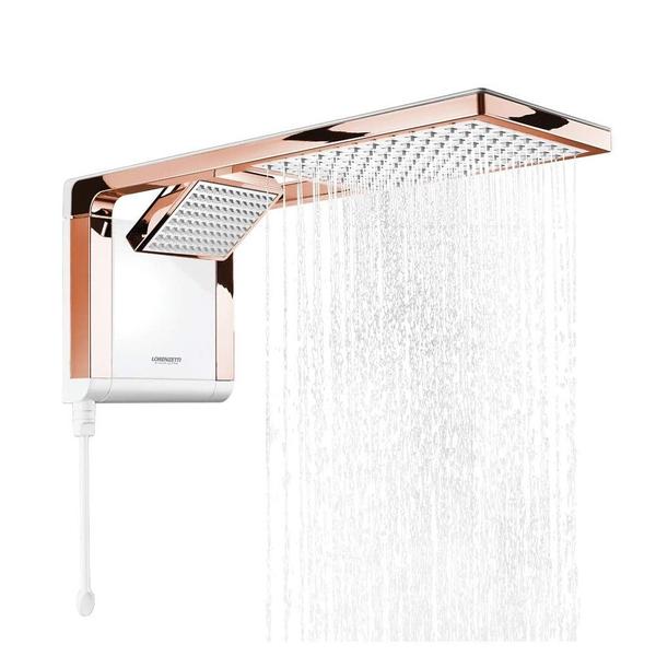 Imagem de Chuveiro Lorenzetti Acqua Duo Ultra Branco com Rose Gold 110v 5500w