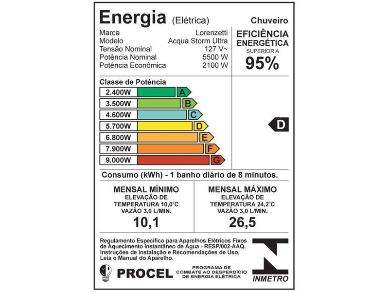 Chuveiro Lorenzetti Acqua Storm Ultra 5500W - Branco Temperatura Gradual Imagem de Chuveiro Lorenzetti Acqua Storm Ultra 5500W - Branco Temperatura Gradual