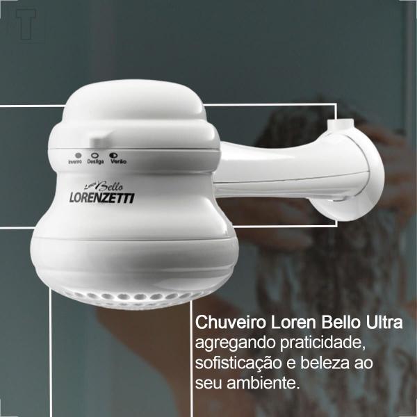 Imagem de Chuveiro lorenzetti loren bello branco com cano 127v 5500w