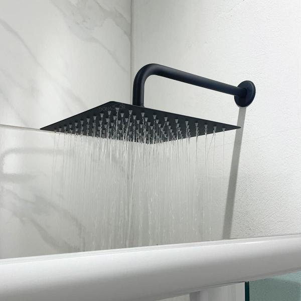 Imagem de Chuveiro Preto Quadrado 30X30 Ducha Fria Slim Cascata 30Cm