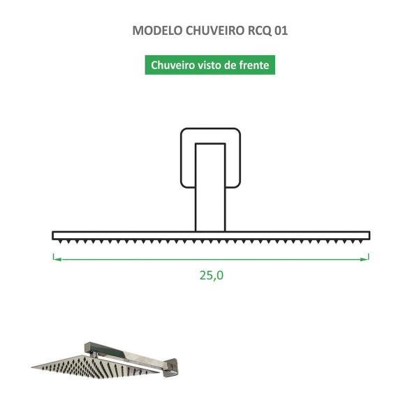 Imagem de Chuveiro Quadrado Cromado Rcq 01
