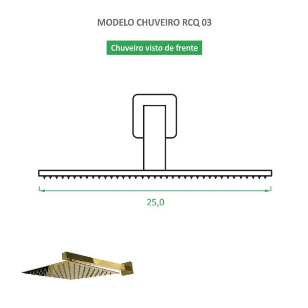 Imagem de Chuveiro Quadrado Dourado Rcq 03