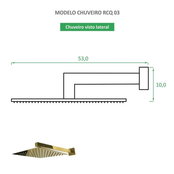 Imagem de Chuveiro Quadrado Dourado Rcq 03