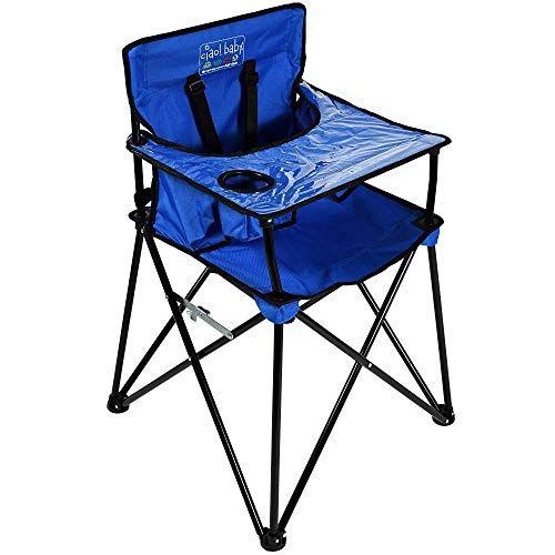 Imagem de Ciao! cadeira alta portátil para bebês e crianças, cadeira alta de viagem dobrável compacta com saco de transporte para camping ao ar livre, piqueniques, dias de praia e muito mais (azul)