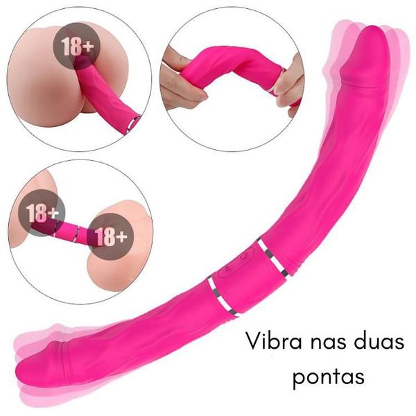 Imagem de Cici S-Hande Vibrador Duplo Dildo em Silicone 35cm x 3,5cm 9 Intensidades Recarregável