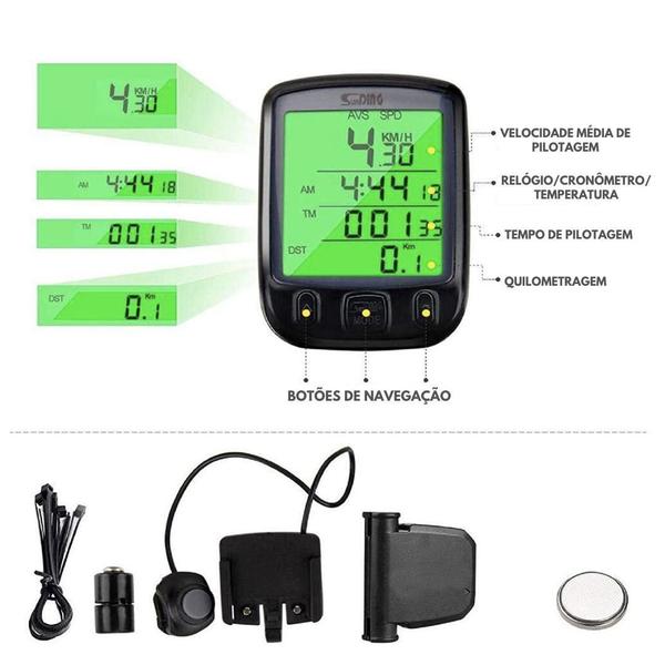 Imagem de Ciclocomputador Bicicleta Controle Quilometragem E Luz