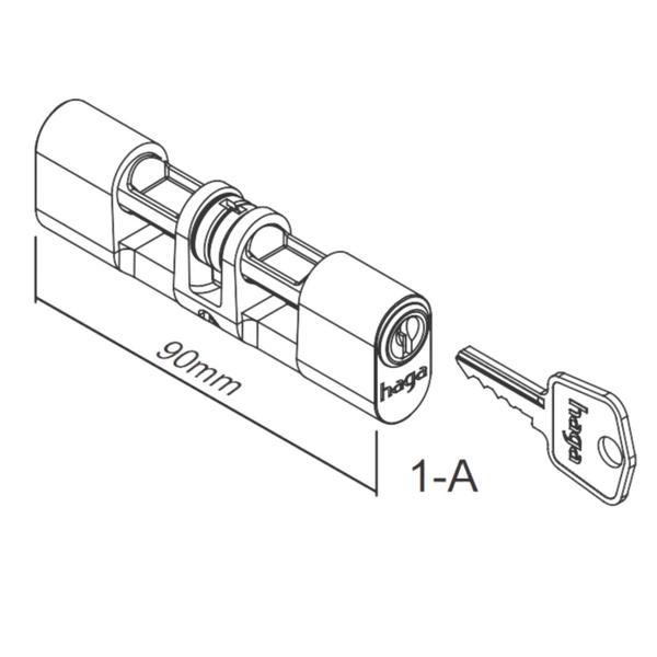 Imagem de Cilindro 1A Monobloco com Pinos 90mm Cromado Haga