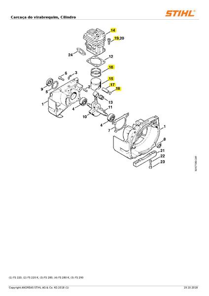 Imagem de Cilindro com Pistão 38mm para Rocadeira Stihl FS220/ FR220