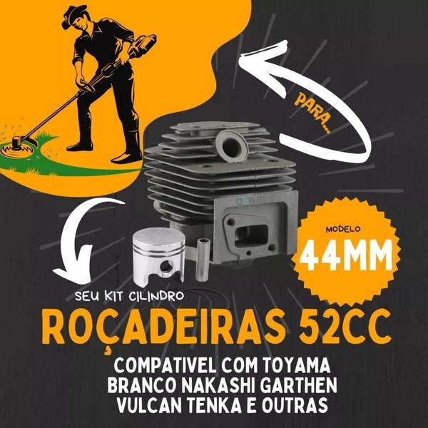 Imagem de Cilindro D Roçadeira 52Cc Para Branco Fortg Kawashima 44Mm