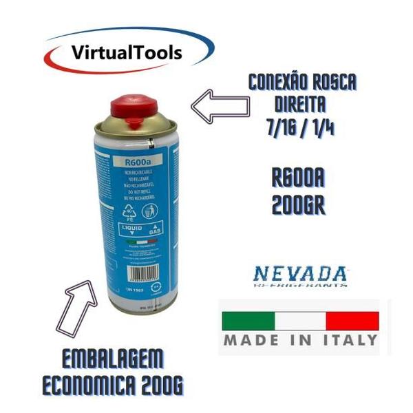 Imagem de CILINDRO (FL) DESCARTAVEL R600a ISOBUTANO 200G CLASSE 2.1 UN1969 - NEVADA