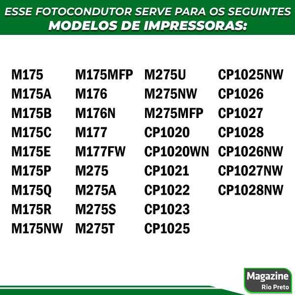 Imagem de Cilindro Fotocondutor Completo Compatível CE314A 314A 14A 130A 126A  CP1020 CP1025 M176N M177FW M175 14K