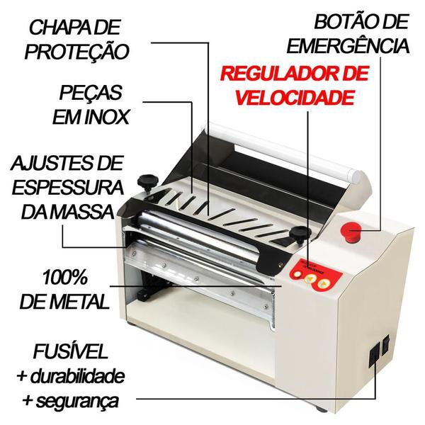 Cilindro Laminador de Massas Elétrico Pro Bivolt Regulador Velocidade Aço Carbono Inox Cozinha Saro Imagem de Cilindro Laminador de Massas Elétrico Pro Bivolt Regulador Velocidade Aço Carbono Inox Cozinha Saro