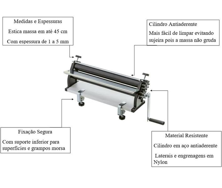 Imagem de Cilindro Laminador de Massas Manual Mega Doro 45cm Antiaderente Malta