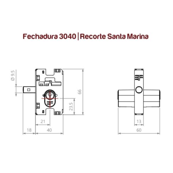 Imagem de Cilindro miolo fechadura 1520 porta vidro bater 3040 3f