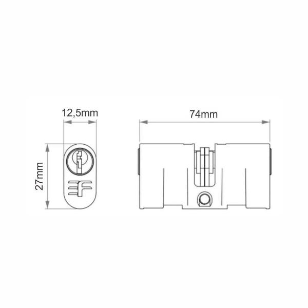 Imagem de Cilindro Miolo Fechadura 3F Reposição Longo 74Mm Cromado