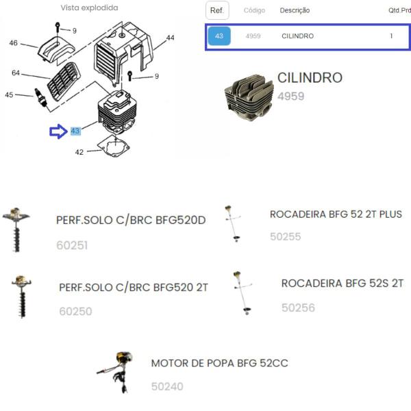 Imagem de Cilindro P/ Perfuradores De Solo e Roçadeiras 52cc Buffalo