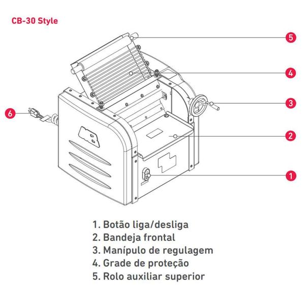 Imagem de Cilindro Sovador de Massas Braesi 30 Cm CB-30 1/2 Style Bivolt Inmetro B7256