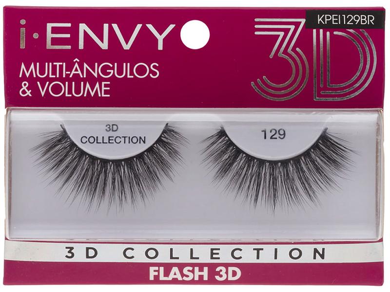 Cílios Postiços Volumosos 3D Inteiro - Kiss New York I-Envy Collection Flash 129