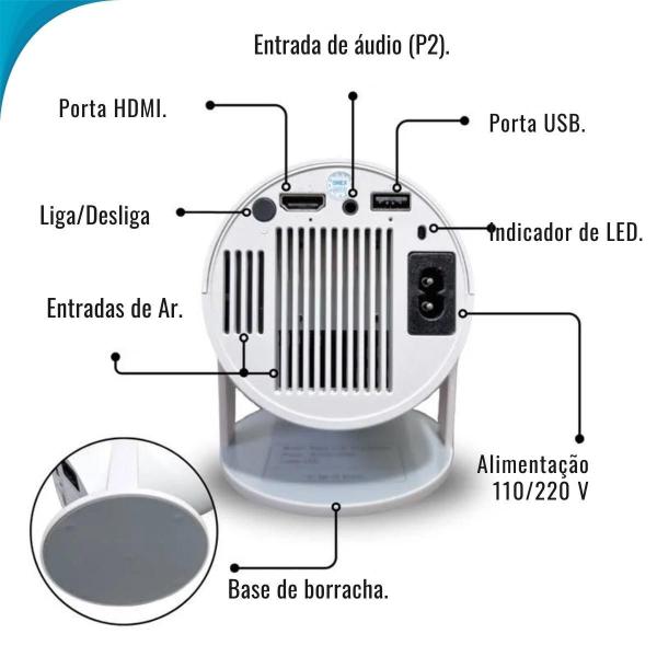 Imagem de Cinema 4K Branco Wifi Android Portátil Led Hdmi 1080P