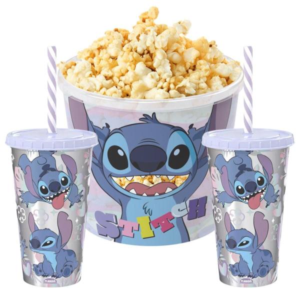 Imagem de Cinema Em Casa Balde De Pipoca Com 2 Copos Lilo E Stitch