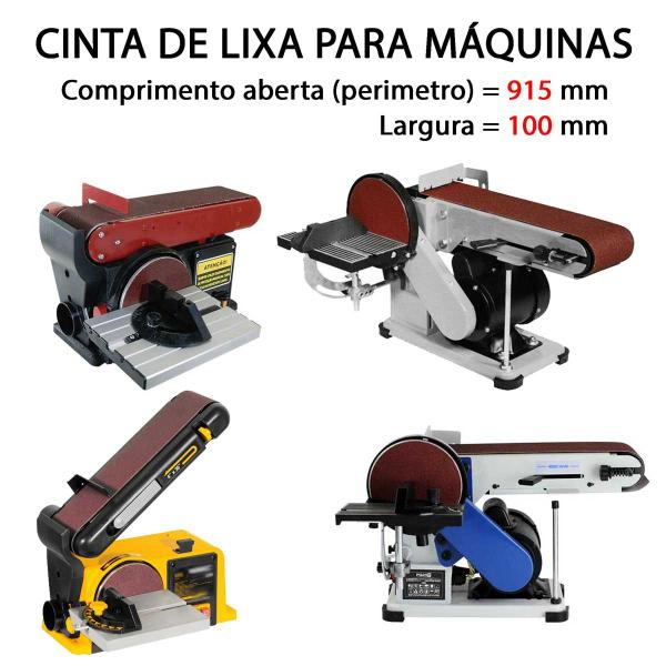 Imagem de Cinta Correia Lixa 915x100 Cutelaria Madeira Metal Kit com 5