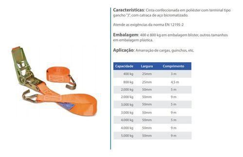 Imagem de Cinta De Amarração Carga Catraca Para Guincho Manual P/ Moto