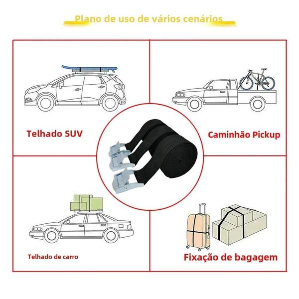 Imagem de Cinta de Amarração de Carga com Fivela de Metal - 3 Peças - Alta Resistência