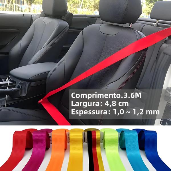 Imagem de Cinta de Segurança para Carro - 48mm x 3,6m - Poliéster e Nylon