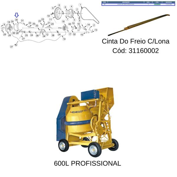 Imagem de Cinta do freio Menegotti P/Betoneira 600 Litros Profissional