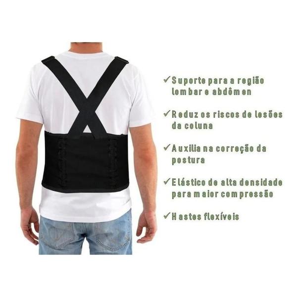 Imagem de Cinta Ergonômica Reforçada Proteção Da Coluna Abdominal - XG