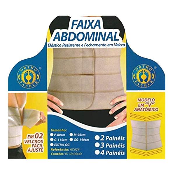 Imagem de Cinta faixa abdominal elástica 3 painéis tam. p ac624 - ortho pauher