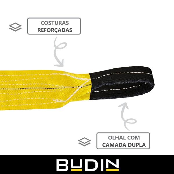 Imagem de Cinta Fita para Reboque e Arraste Budin - 10 Toneladas - 2 Metros - Para Puxar Rebocar Carros, Caminhonetes,  Veículos Off-road 4x4