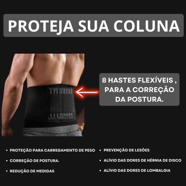 Imagem de Cinta Lombar c/ Compressão Abdominal Reforçada Com Hastes Flexíveis e Fecho Duplo- Dor Postura Peso