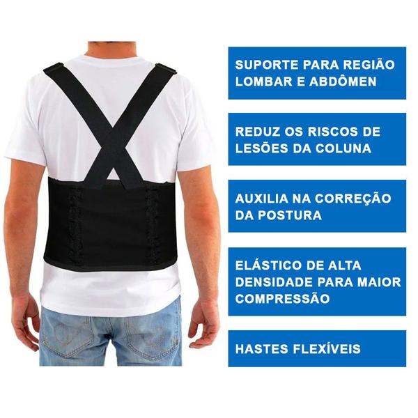 Imagem de Cinta Lombar EPI Segurança Faixa Ergonômica Coluna Postural Proteção Carga Pesada