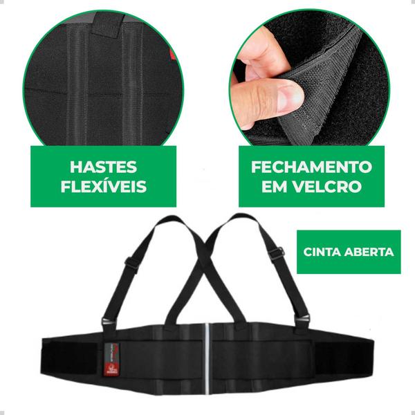 Imagem de Cinta Lombar Ergonômica Steelflex Proteção Coluna Carregar Peso Boa Postura Masculina Faixa Suporte