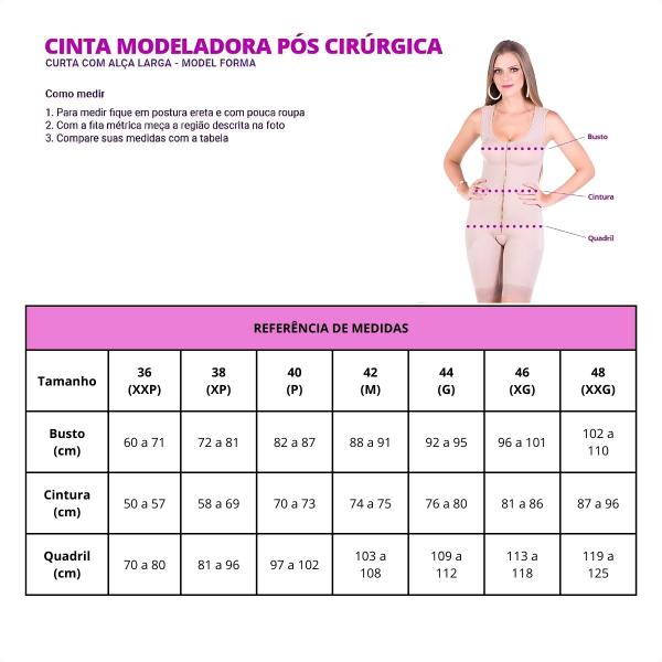 Imagem de Cinta Macacão Modeladora Curta Alça Fina Regulável Slim Pós Cirúrgica Compressora