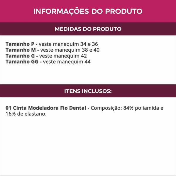 Imagem de Cinta Modeladora Abdominal Redutora de Medidas Fio Dental Pós Cirúrgica Moda de Baixo - TV4069