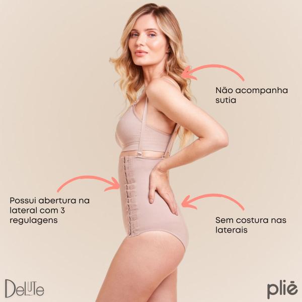 Imagem de Cinta Modeladora E Redutora Alta Compressão Plié Pós-parto e Pós-cirúrgico Com Alças Removíveis